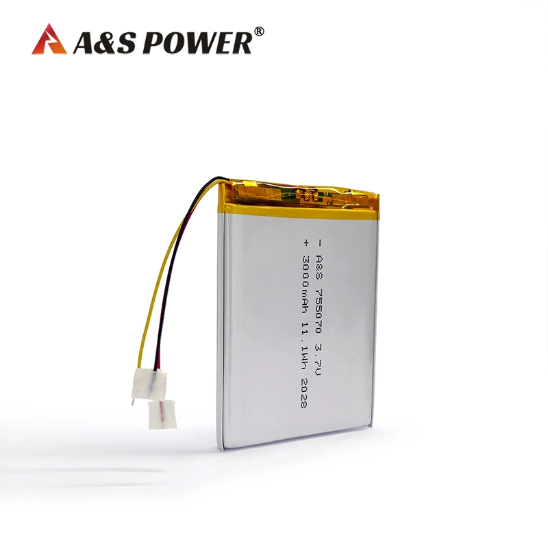 Lipo Battery 755070 Rechargeable Lco 3.7V 3000mAh Lithium Polymer Battery