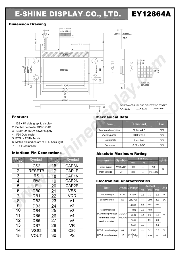 Character/Graphic COG/COB/TAB transflective/transmissive/reflective TN/VA/STN/FSTN LCD display with 12864A DOT series touch screen